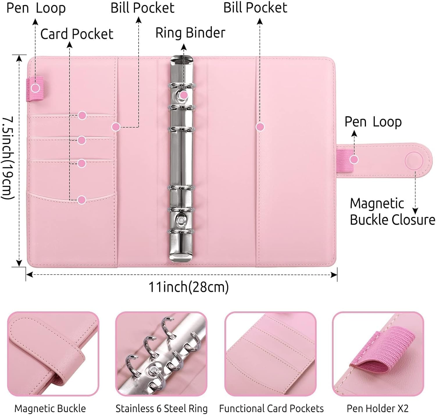 SKYDUE Budget Binder, Money Saving Binder with Zipper Envelopes, Cash Envelopes and Expense Budget Sheets for Budgeting
