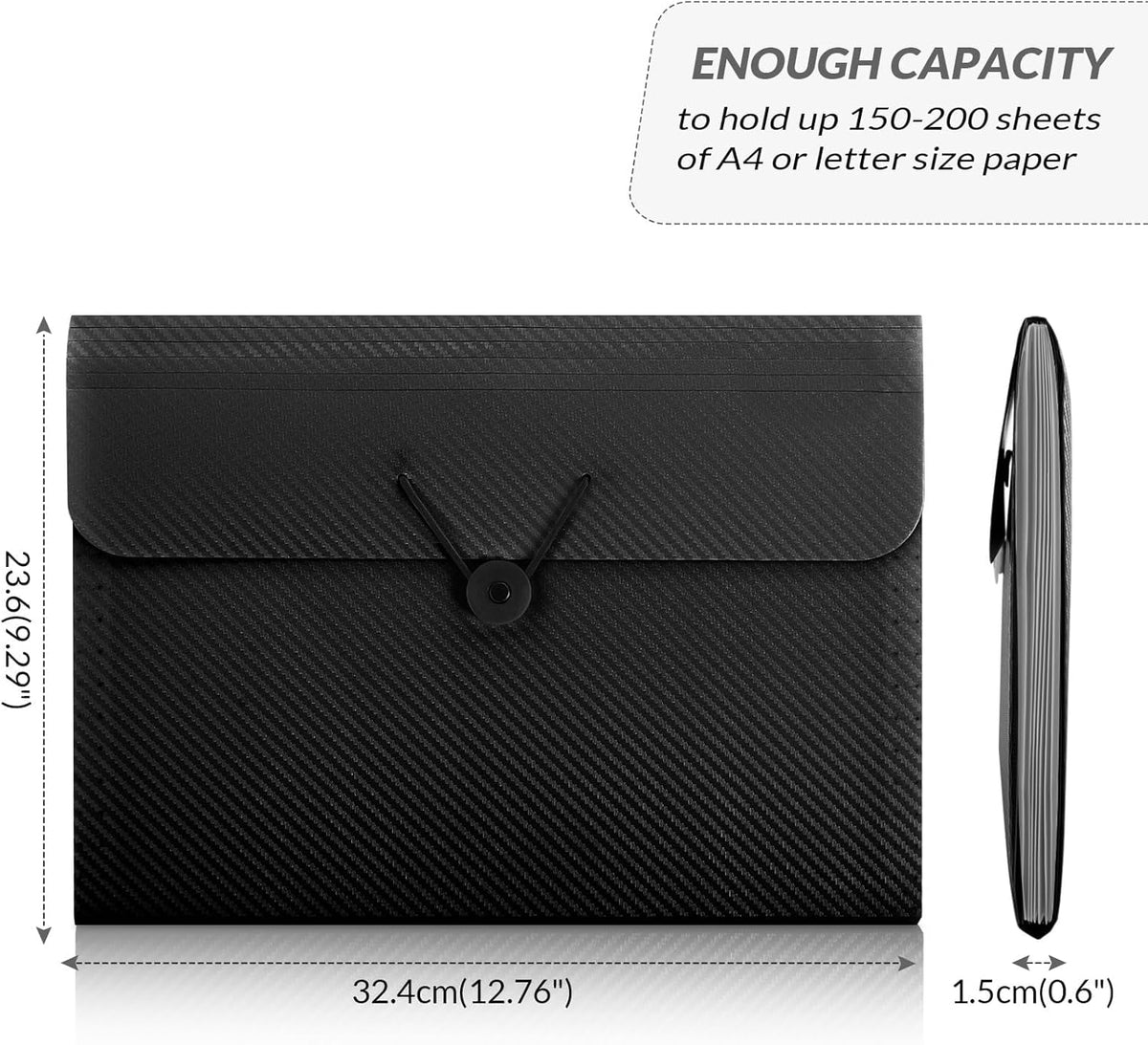 SKYDUE Accordion File Organizer, Expanding File Folder with 7 Pockets, Portable Receipt Paper Bill Document Organizer, Letter/A4 Size Filing Folder School Office Supplies, Black