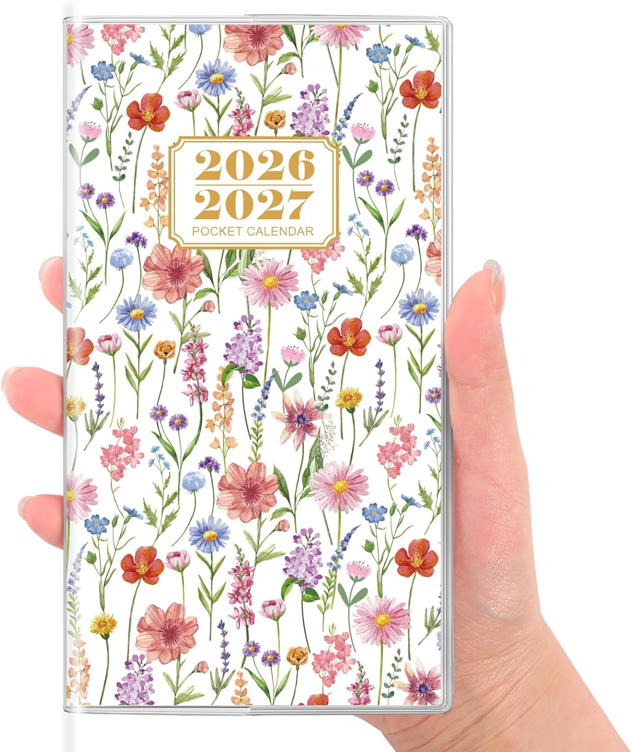 SKYDUE Pocket Calendar 2026-2027, Pocket Monthly Planner Jan 2026 - Dec 2027 for Purse, 6.7" X 3.7" 24-Month Small Planner, Academic Year Calendar, Compact Design with Plastic Sleeve
