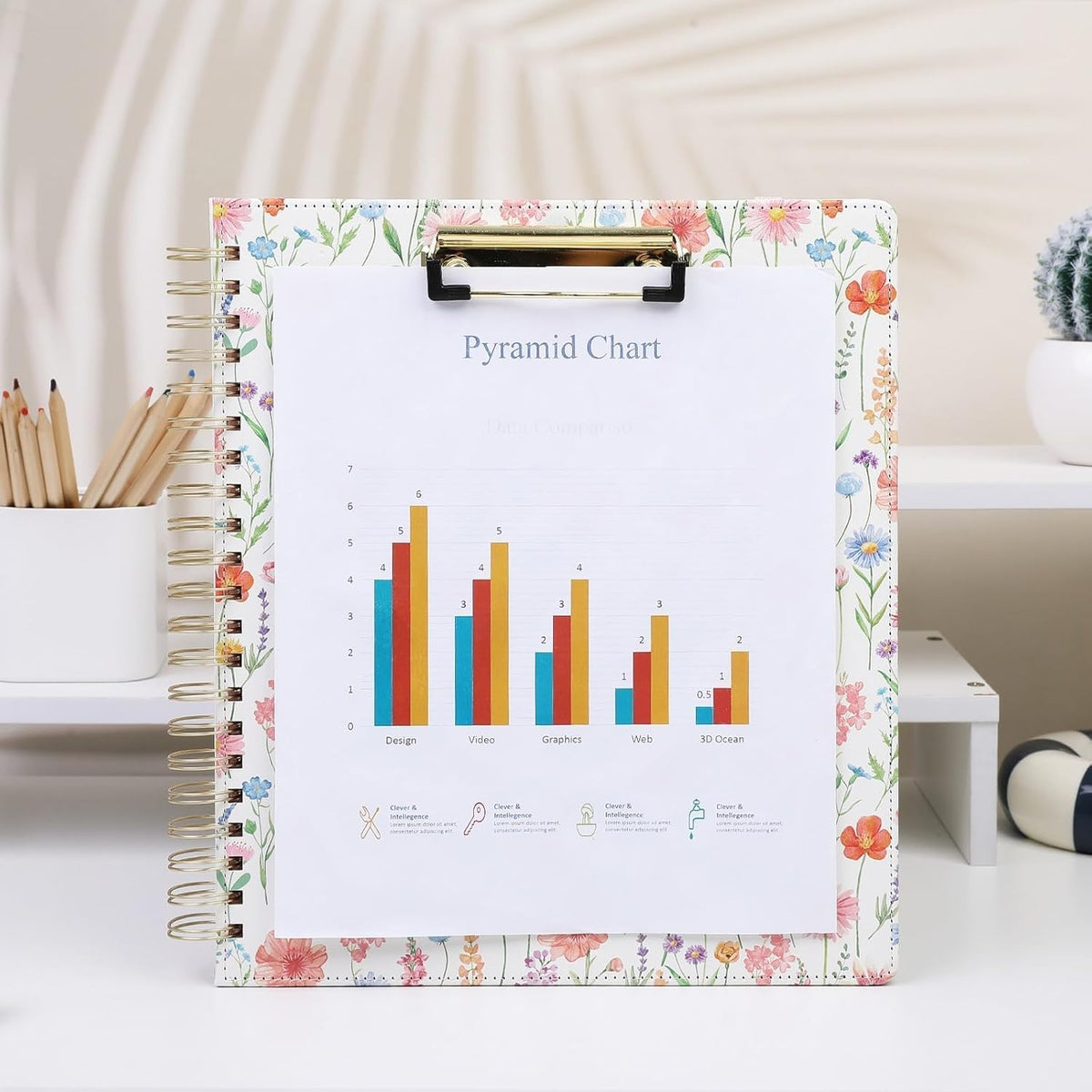 SKYDUE Clipboard Folder with Storage, 6 Dividers with 12 Pockets for Letter Size, Storage Clipboard Folio with Refillable Notepad, Spiral Clipboards Padfolio for Teacher Worker Supplies
