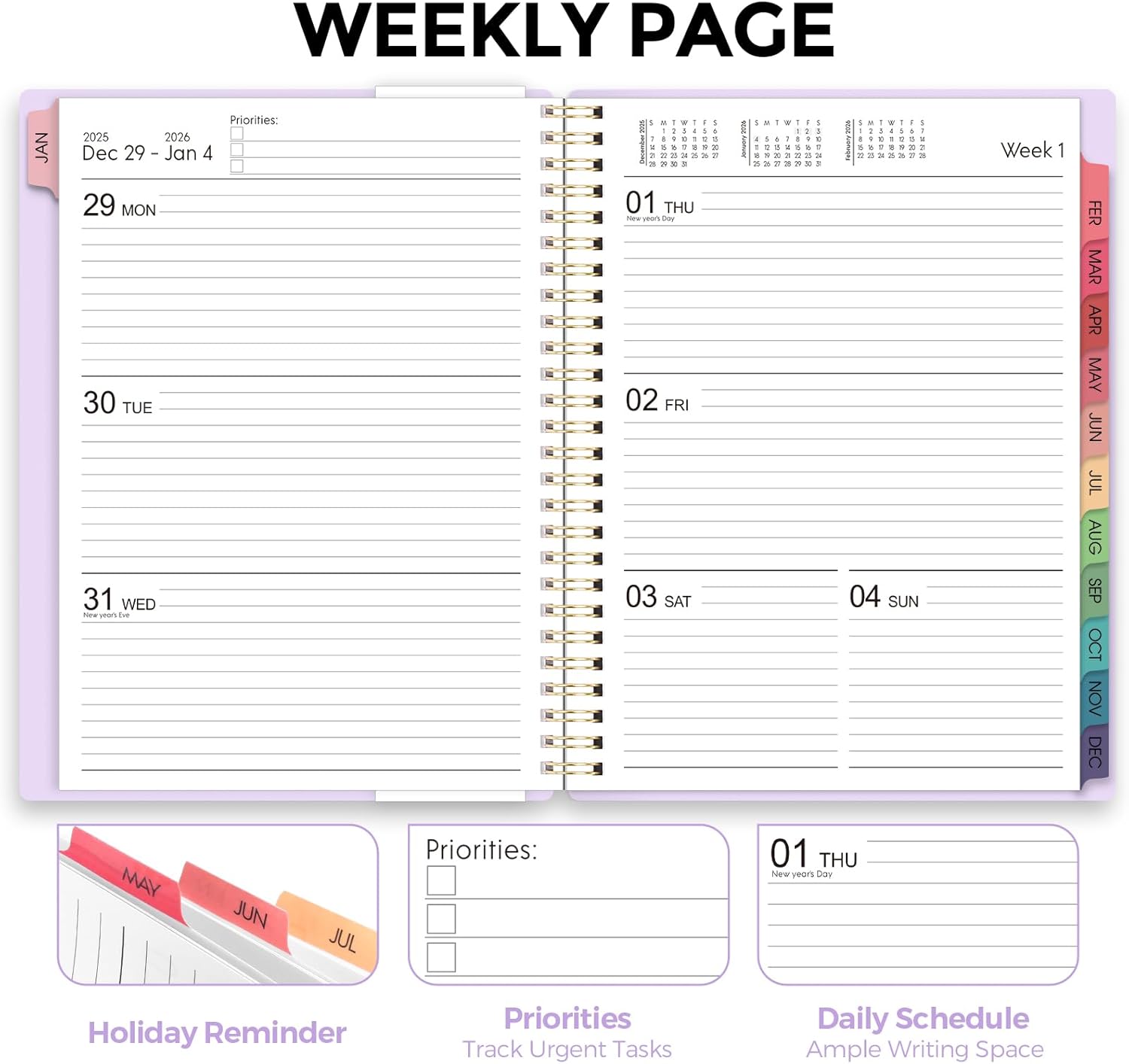 Planner 2026, 8.5" x 11" Monthly & Weekly Planner with Tabs, JAN - DEC 2026, Goal Setting & Time Management Organizer for Professionals & Students