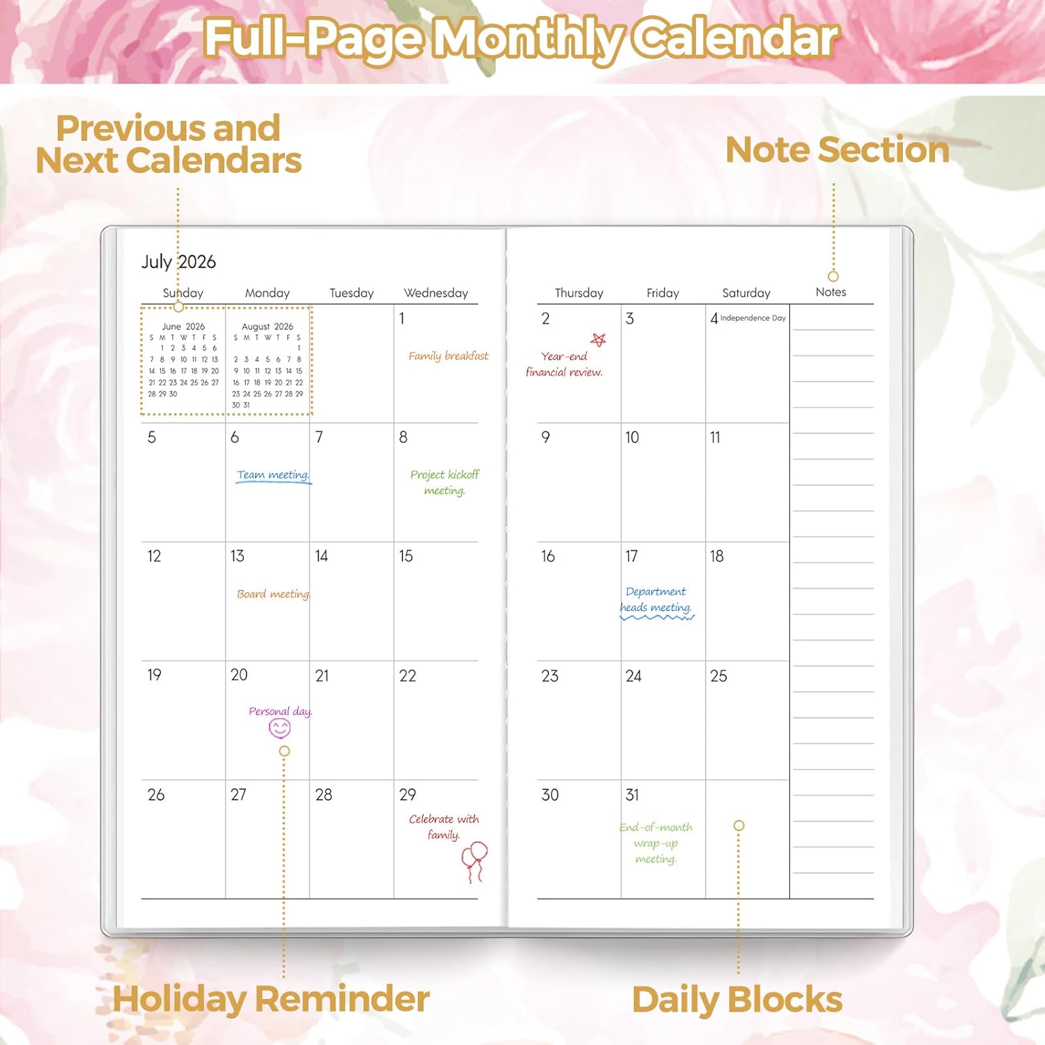 SKYDUE Pocket Calendar 2026-2027, Pocket Monthly Planner Jan 2026 - Dec 2027 for Purse, 6.7" X 3.7" 24-Month Small Planner, Academic Year Calendar, Compact Design with Plastic Sleeve
