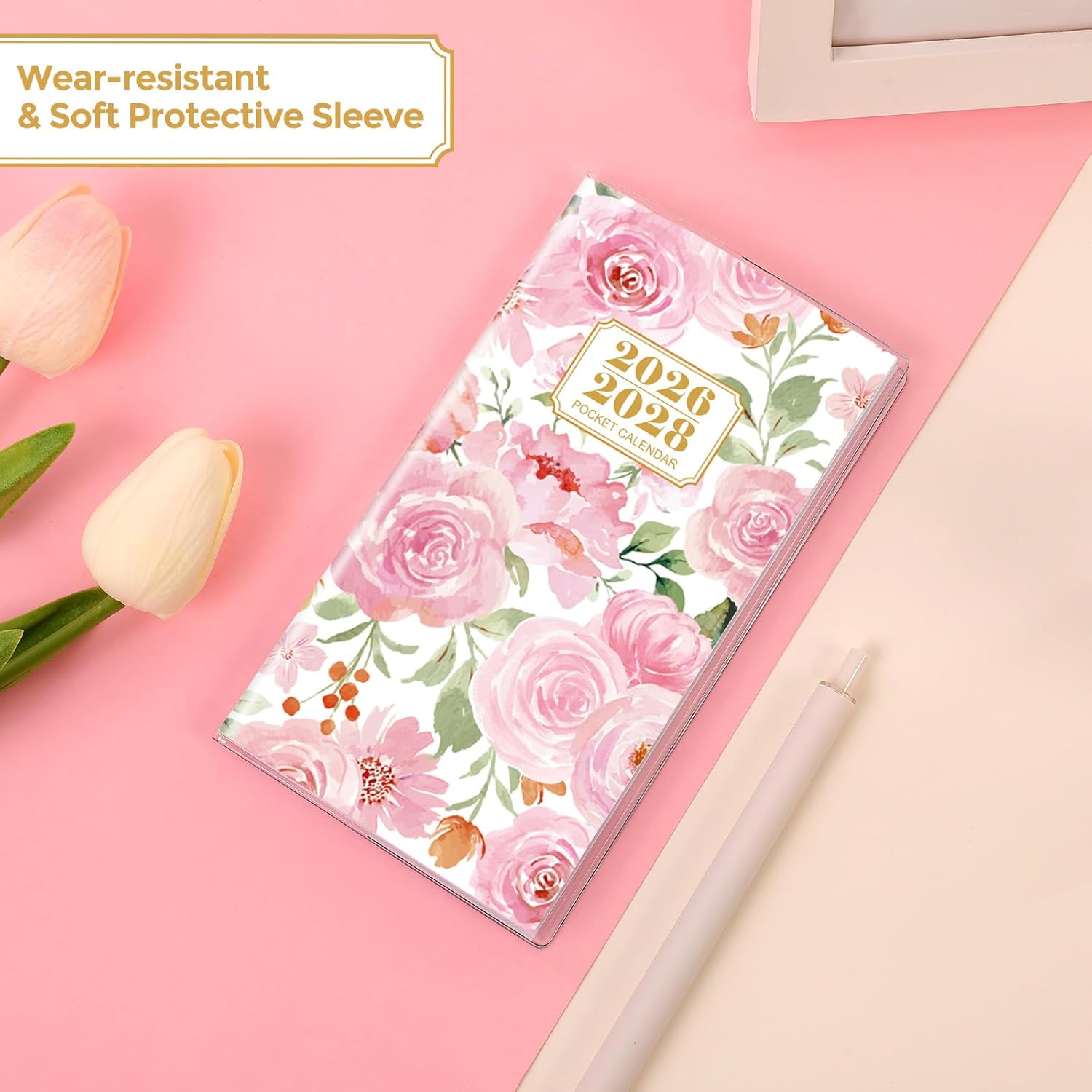 SKYDUE Pocket Calendar 2026-2027, Pocket Monthly Planner Jan 2026 - Dec 2027 for Purse, 6.7" X 3.7" 24-Month Small Planner, Academic Year Calendar, Compact Design with Plastic Sleeve