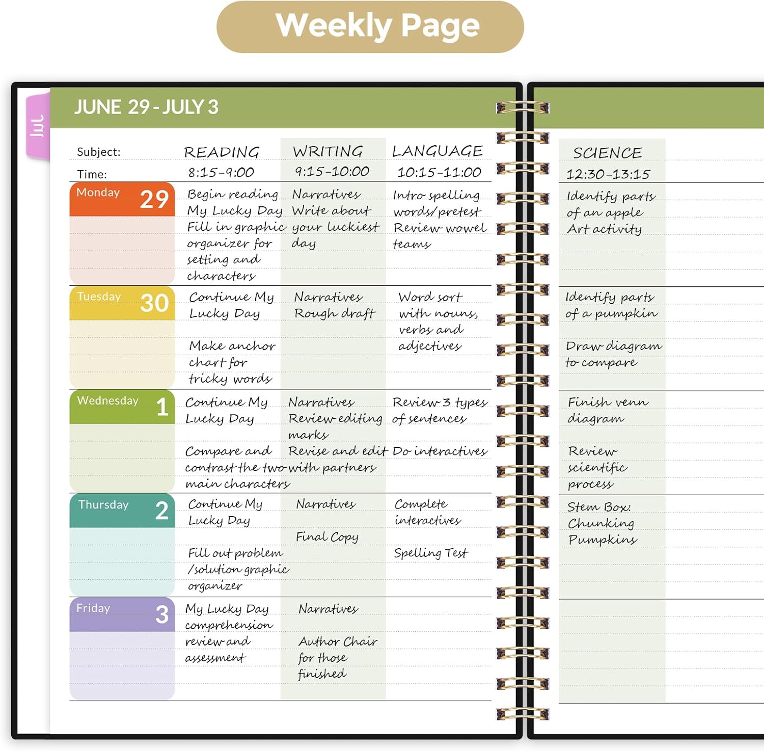 SKYDUE Teacher Planner 2026-2027 Academic Year, 8.5" x 11" Teacher Lesson Planner with Monthly Tabs & Stickers, Lesson Plan Book 26-27, Floral