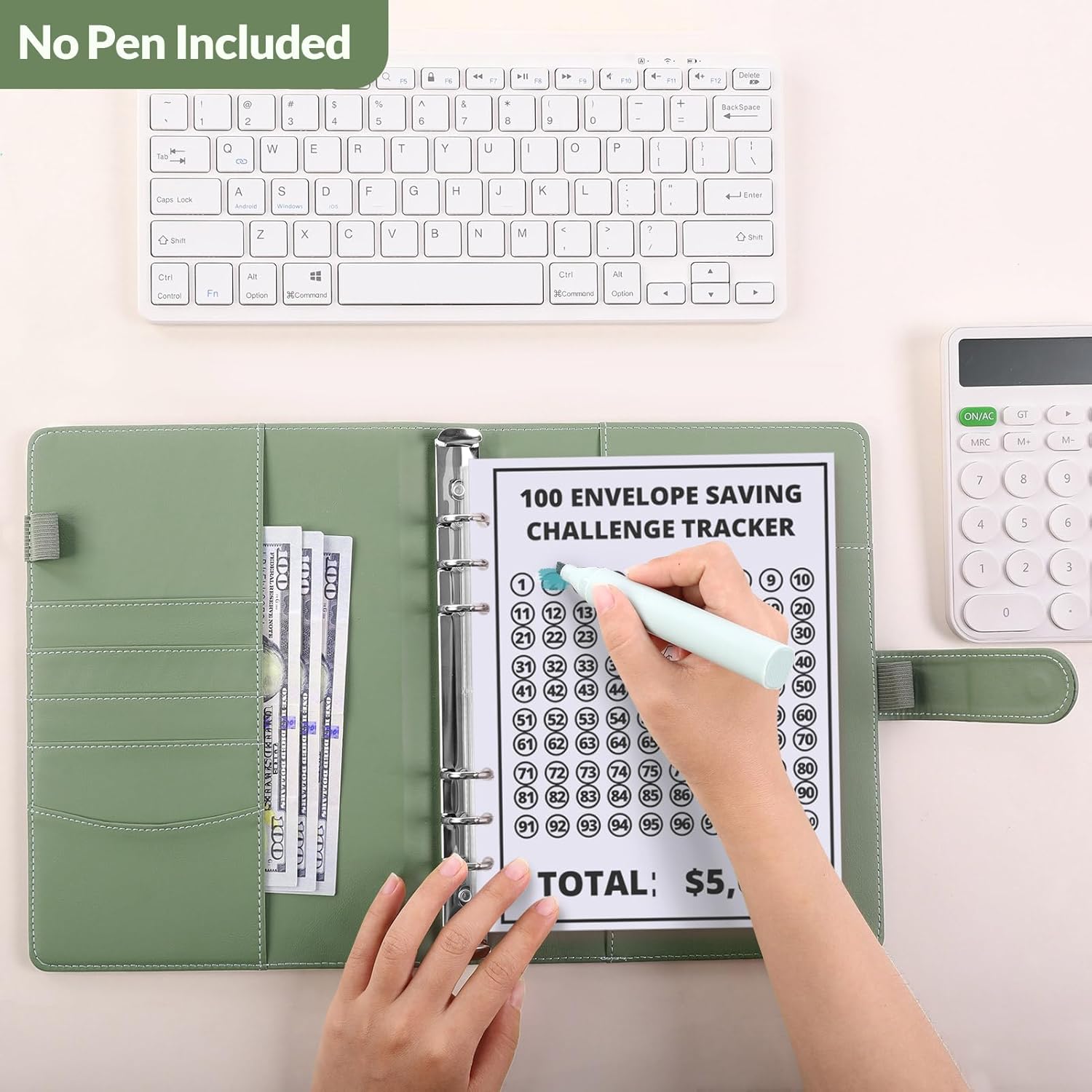 SKYDUE 100 Envelopes Money Savin Challenge Binder, A5 Money Saving Budget Binder with Cash Envelopes - Savings Challenges Book to Save $5,050