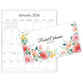 Pocket Calendar 2026-2027 for Purse, 2026-2027 Pocket Planner 24 Months with Soft Waterproof Cover and Premium Paper, 6.5" x 3.5", Floral