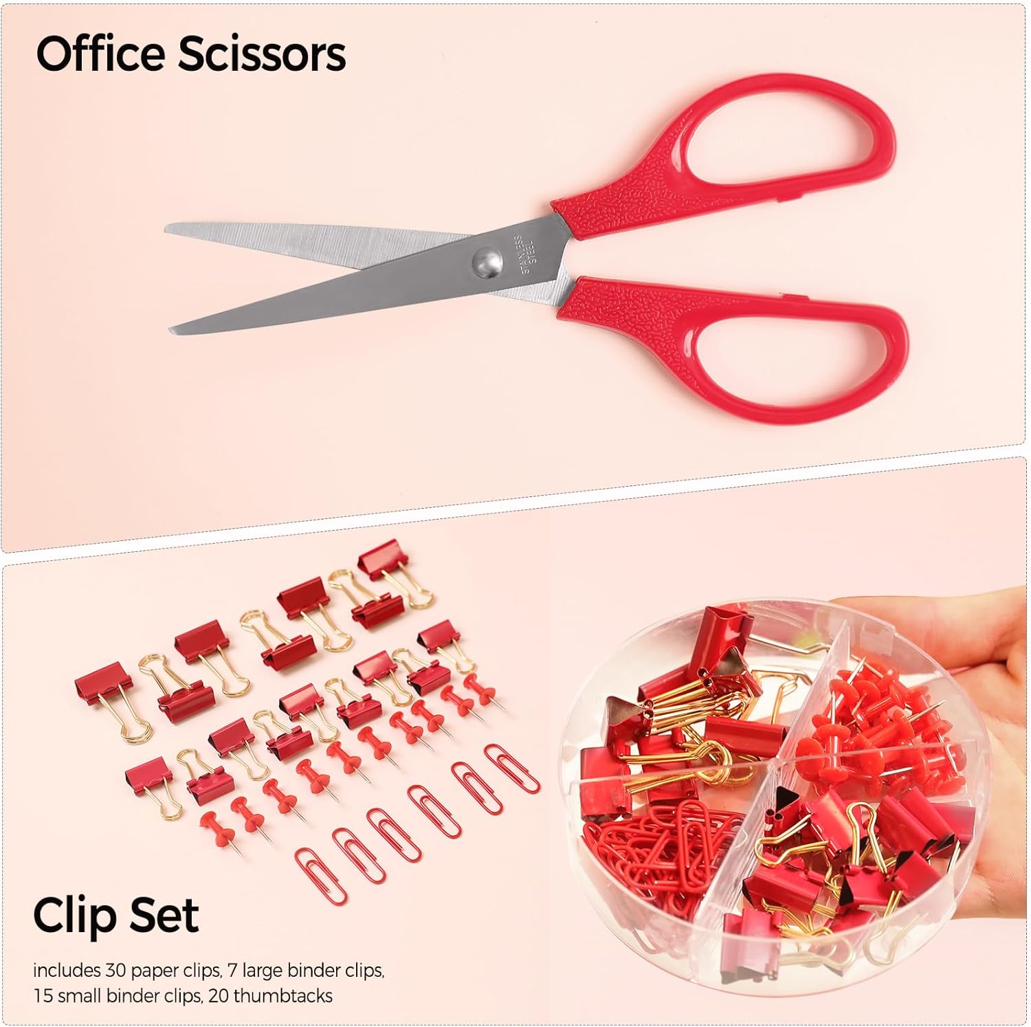 SKYDUE Pink Office Desk Accessories, Pink Office Supplies, Stapler, Tape Dispenser, Scissors, Clips and 1000pcs Staples,Office Supplies for Desk for Women
