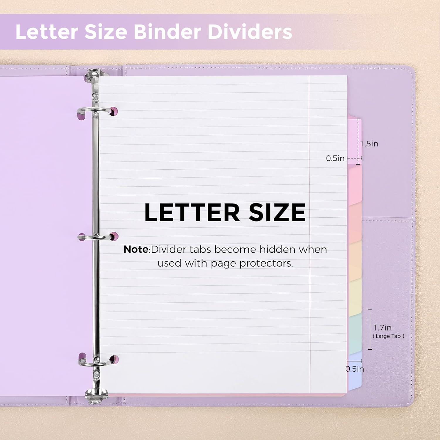 SKYDUE 8 Tab Binder Dividers, Letter Size, Durable Plastic Dividers for 3 Ring Binder, Write & Erase Binder Dividers with Tabs, 1 Set, Aesthetic Pastels Binder Divider for School, Office