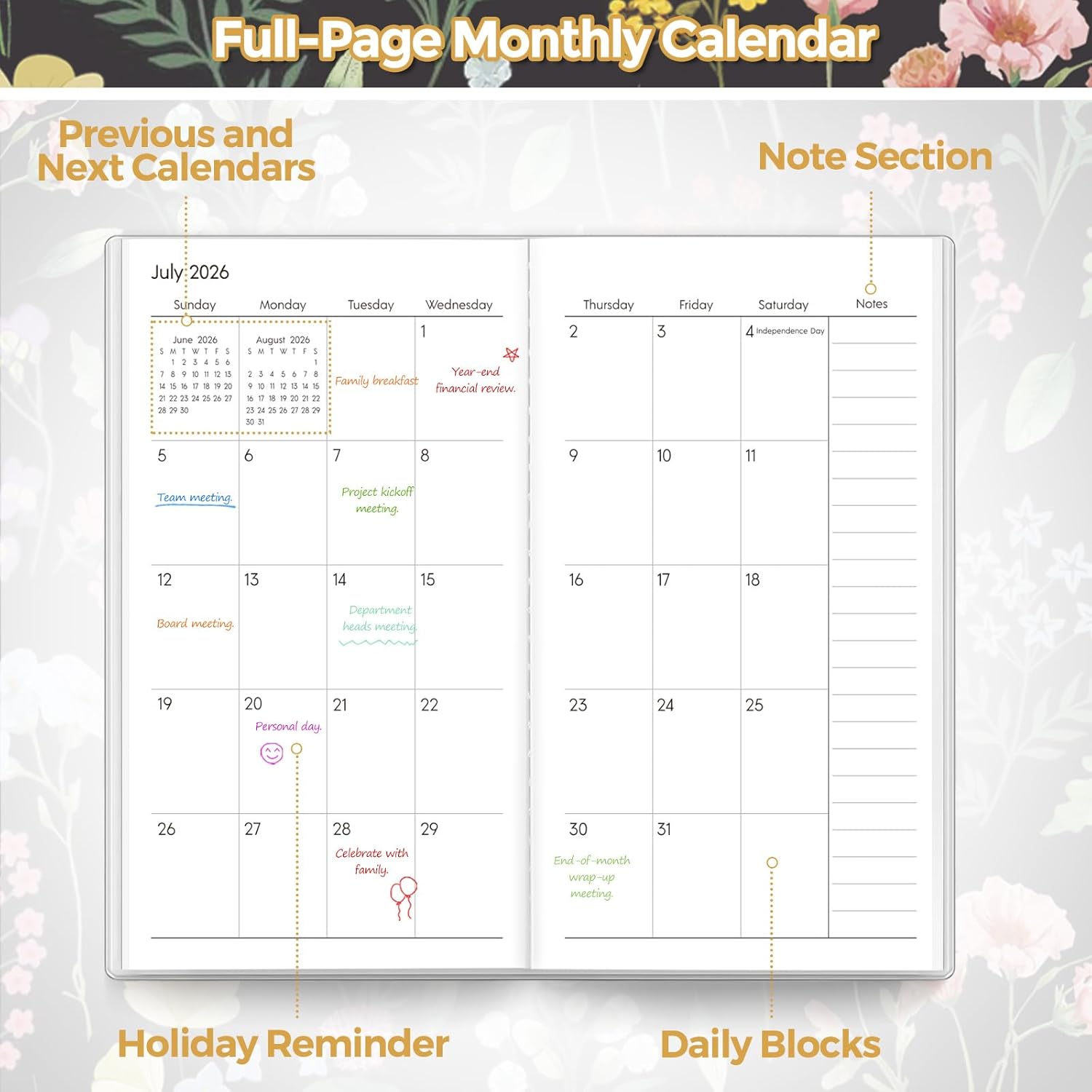 SKYDUE Pocket Calendar 2026-2027, Pocket Monthly Planner Jan 2026 - Dec 2027 for Purse, 6.7" X 3.7" 24-Month Small Planner, Academic Year Calendar, Compact Design with Plastic Sleeve