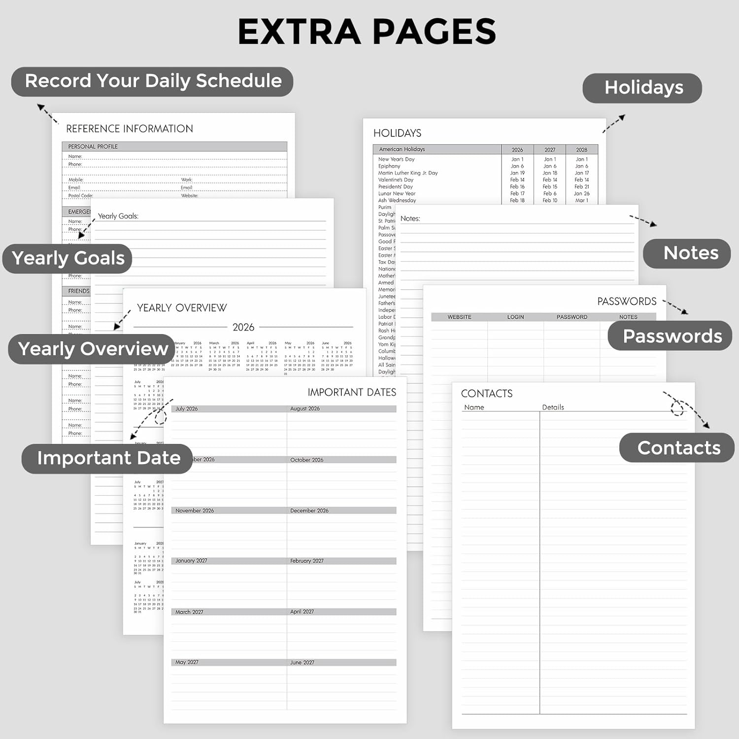 SKYDUE Appointment Book 2026-2027, Academic Hourly Planner from July 2026 - June 2027, 8.5" x 11" Weekly & Monthly Schedule Planner with 15-Minute Interval- Perfect for Daily Planning White Flower