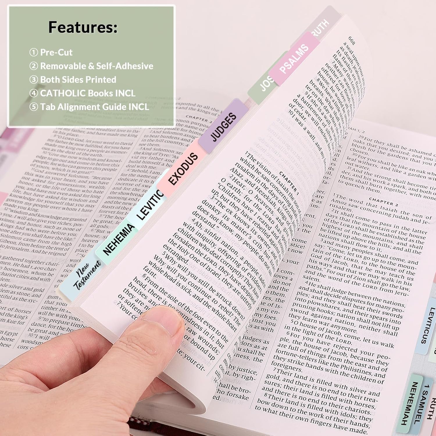SKYDUE Bible Tabs: 100 Laminated Study Tabs for Women & Men, Pink