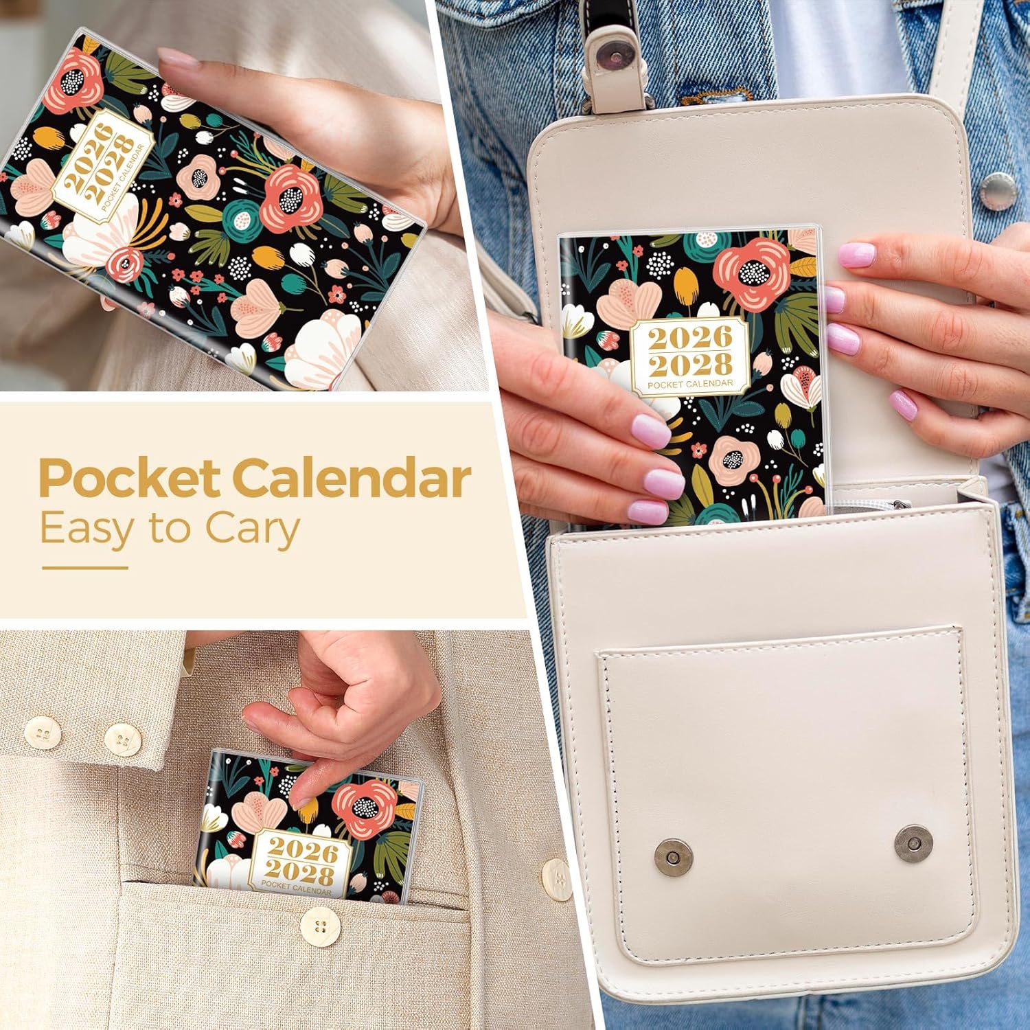 SKYDUE Pocket Calendar 2026-2027, Pocket Monthly Planner Jan 2026 - Dec 2027 for Purse, 6.7" X 3.7" 24-Month Small Planner, Academic Year Calendar, Compact Design with Plastic Sleeve