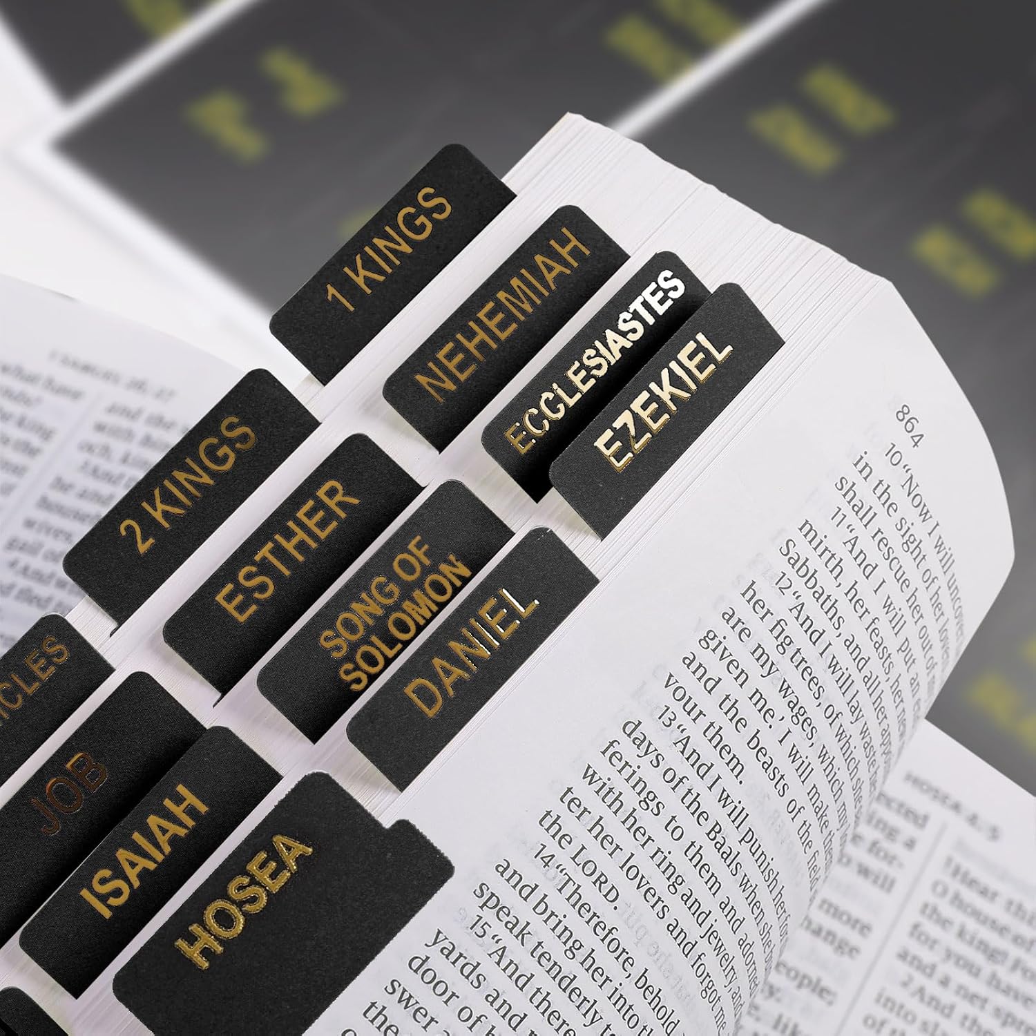 Laminated Bible Tabs for Women, 100 Tabs, Bible Book Tabs for Study Bible, Large Print Bible Chapter Tabs(Gold Foil Embossed Lettering), Bible Study Supplies, Cream Bible Labels Tabs