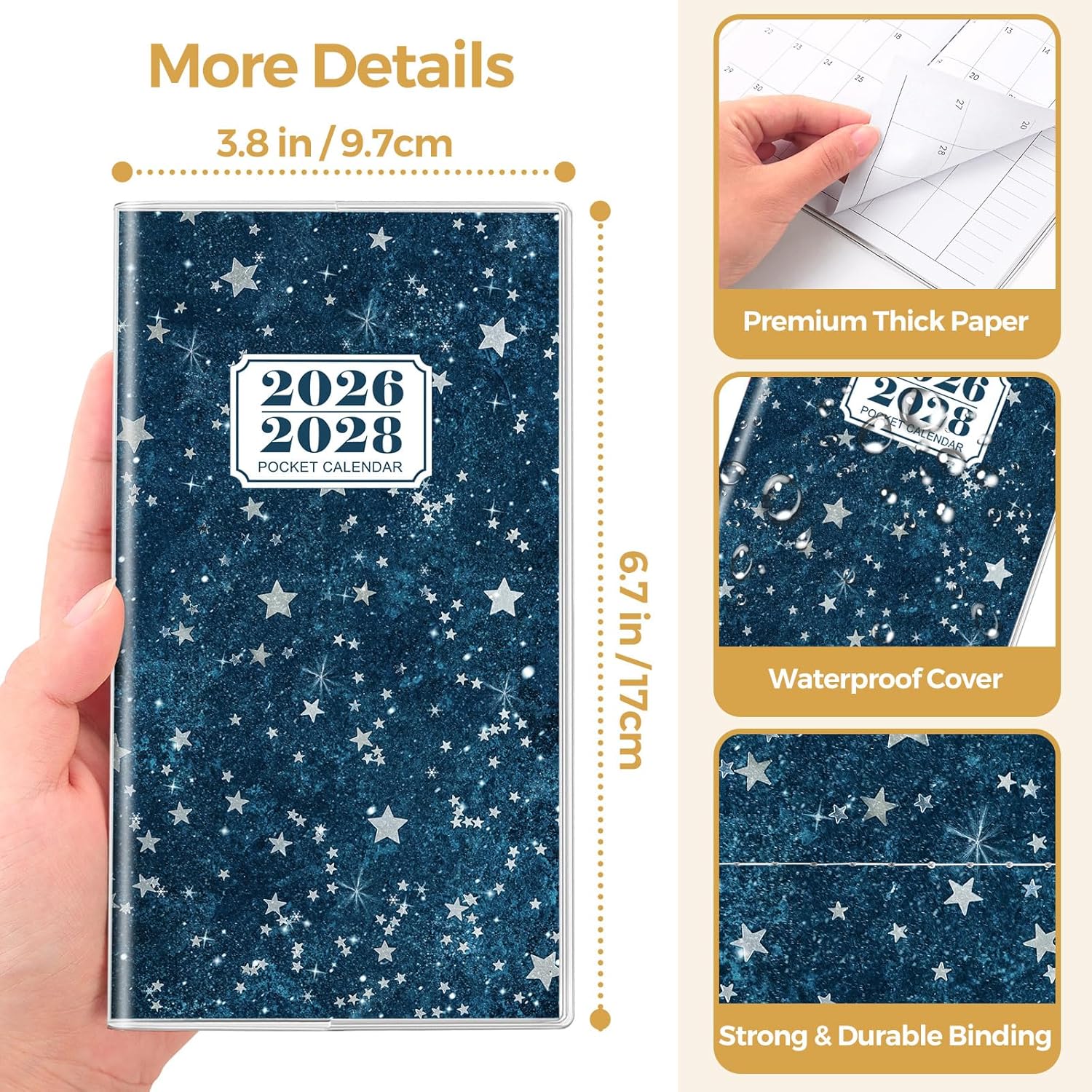 SKYDUE Pocket Calendar 2026-2027, Pocket Monthly Planner Jan 2026 - Dec 2027 for Purse, 6.7" X 3.7" 24-Month Small Planner, Academic Year Calendar, Compact Design with Plastic Sleeve