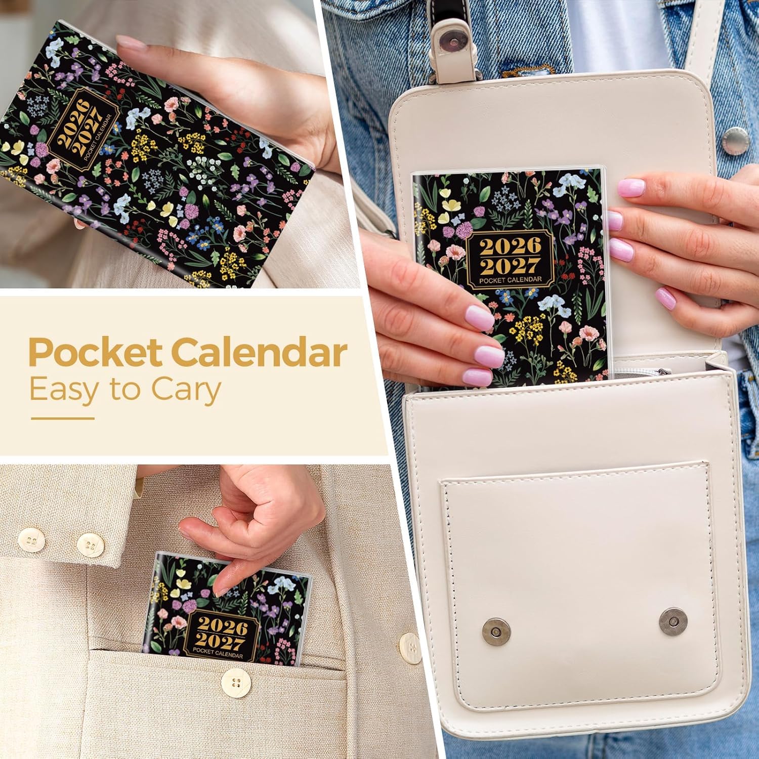 SKYDUE Pocket Calendar 2026-2027, Pocket Monthly Planner Jan 2026 - Dec 2027 for Purse, 6.7" X 3.7" 24-Month Small Planner, Academic Year Calendar, Compact Design with Plastic Sleeve