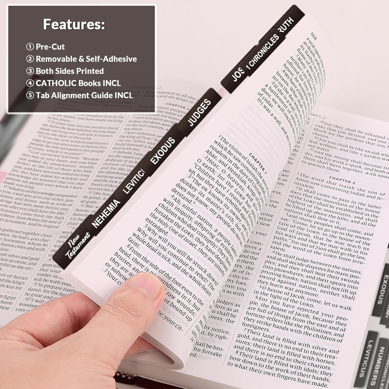 SKYDUE Bible Tabs: 100 Laminated Study Tabs for Women & Men, Pink