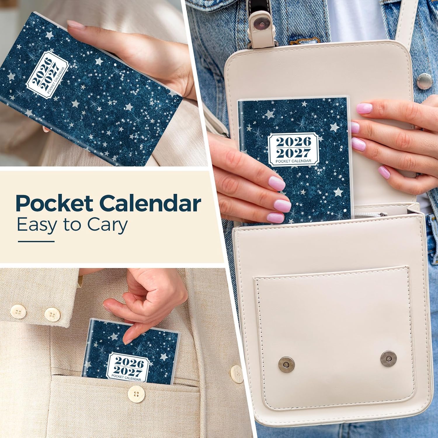SKYDUE Pocket Calendar 2026-2027, Pocket Monthly Planner Jan 2026 - Dec 2027 for Purse, 6.7" X 3.7" 24-Month Small Planner, Academic Year Calendar, Compact Design with Plastic Sleeve