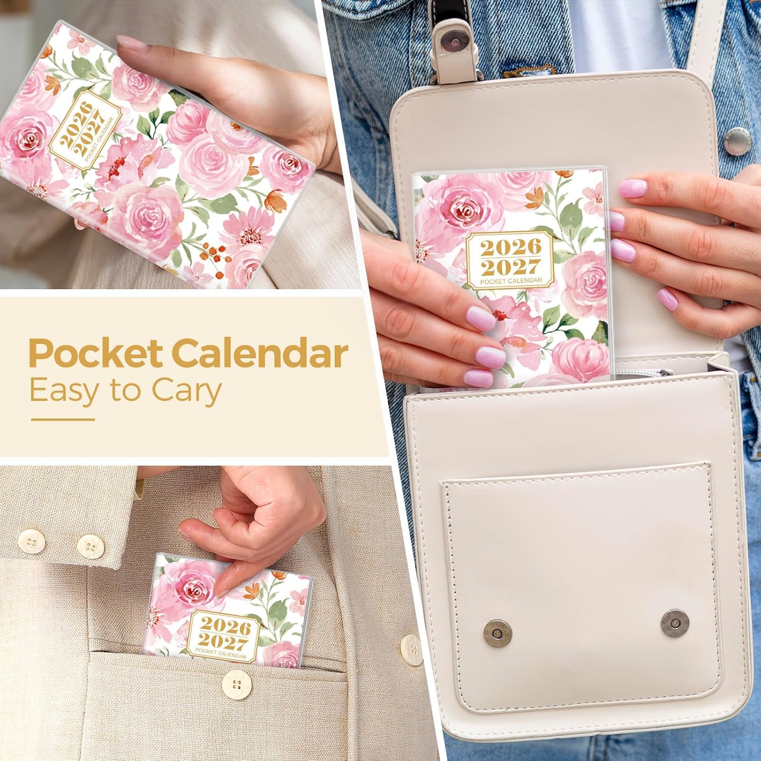 SKYDUE Pocket Calendar 2026-2027, Pocket Monthly Planner Jan 2026 - Dec 2027 for Purse, 6.7" X 3.7" 24-Month Small Planner, Academic Year Calendar, Compact Design with Plastic Sleeve