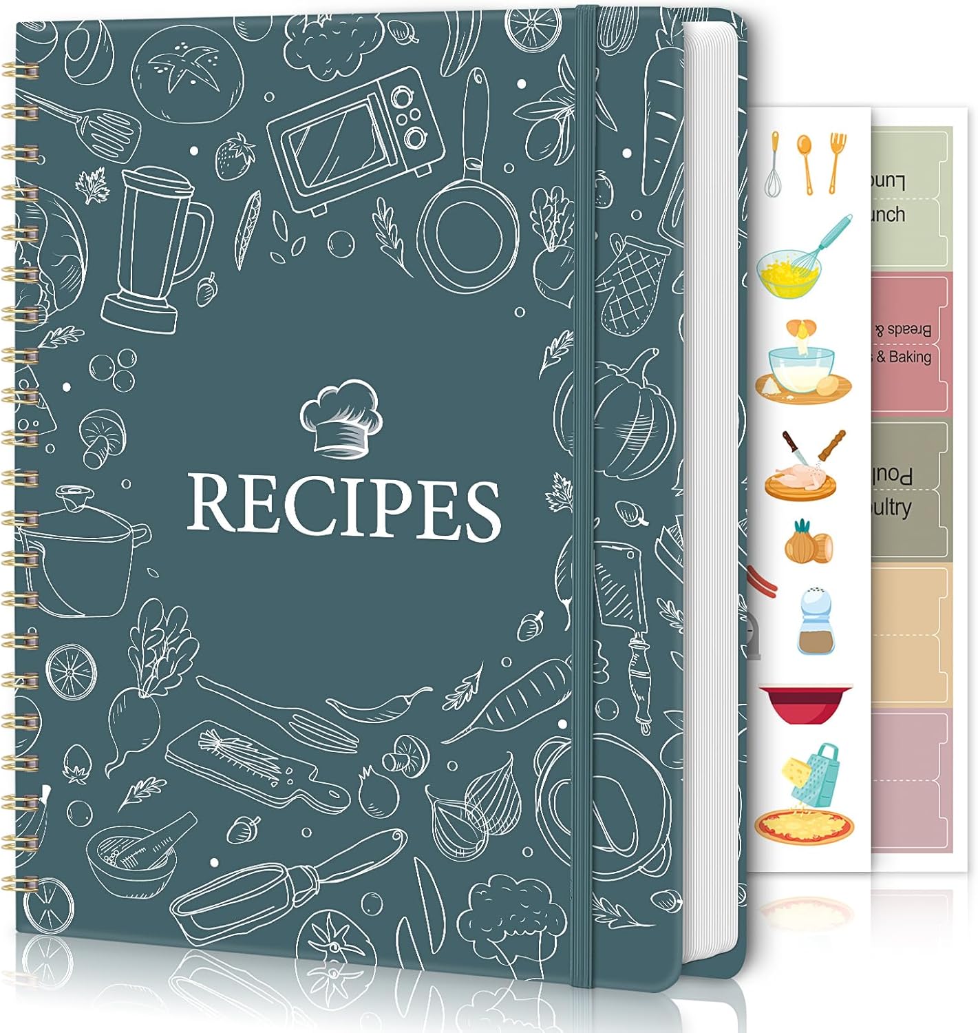SKYDUE Blank Recipe Book to Write In Your Own Recipes, 8.5" x 11" Hardcover Recipe Journal with 140 Pages and Category Tabs