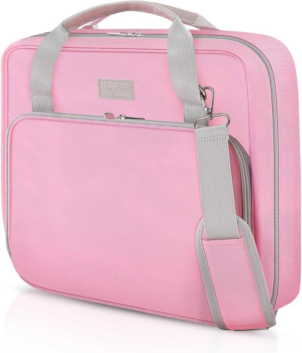 SKYDUE Zipper Binder 2 Inch O-Ring School Binder, Oxford Fabric School Organizer Holds 400+ Sheets, Fits 13.3" Laptop, Water-Resistant, Handle & Shoulder Strap, 14"x13" – Black