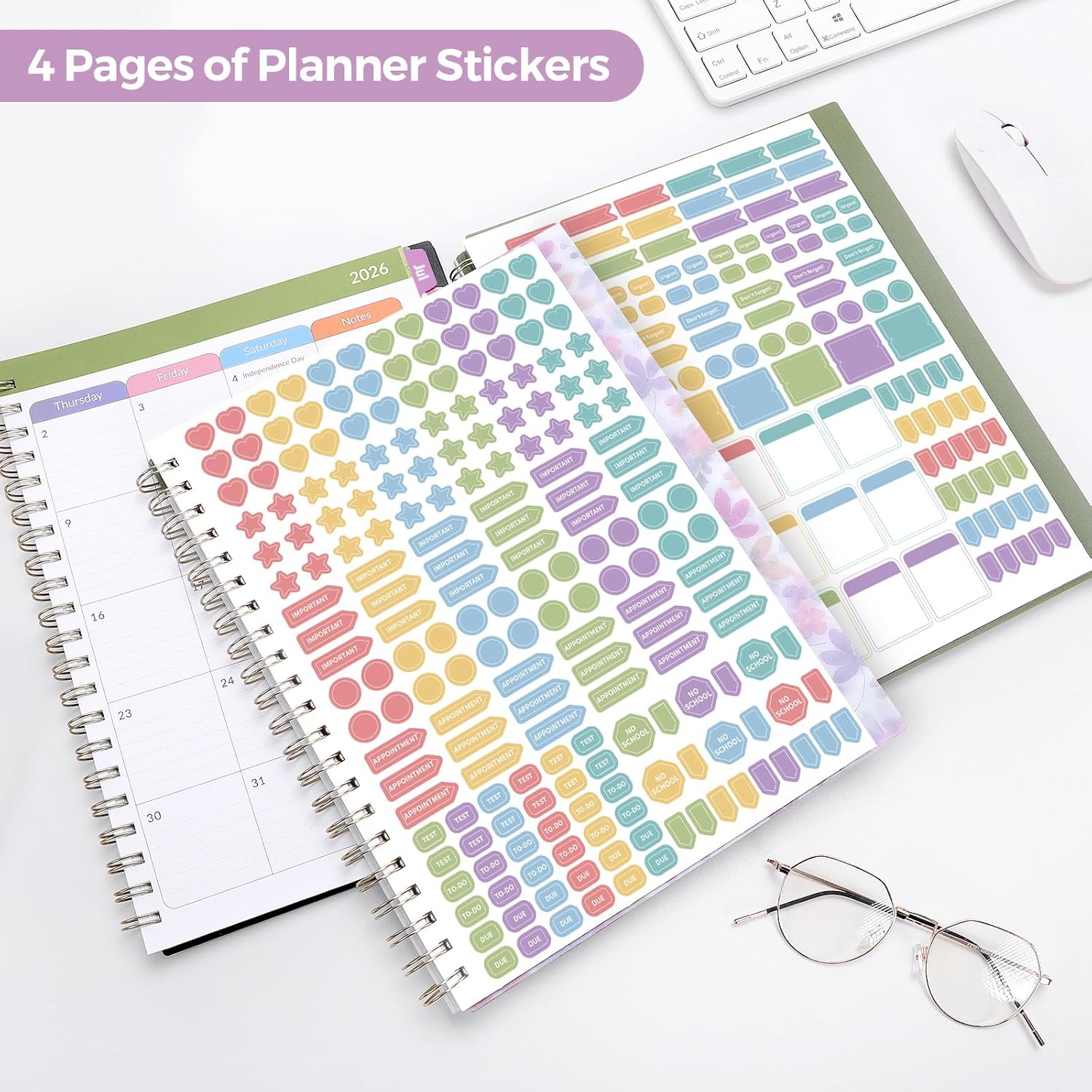SKYDUE Teacher Planner 2026-2027 Academic Year, 8.5" x 11" Teacher Lesson Planner with Monthly Tabs & Stickers, Lesson Plan Book 26-27, Floral