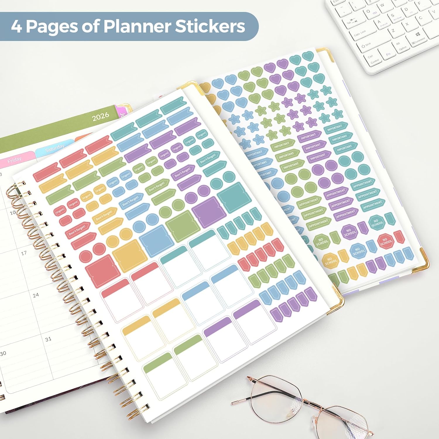 SKYDUE Teacher Planner 2026-2027 Academic Year, 8.5" x 11" Deluxe Teacher Lesson Planner with Monthly Tabs & Stickers, Lesson Plan Book 26-27, Grid