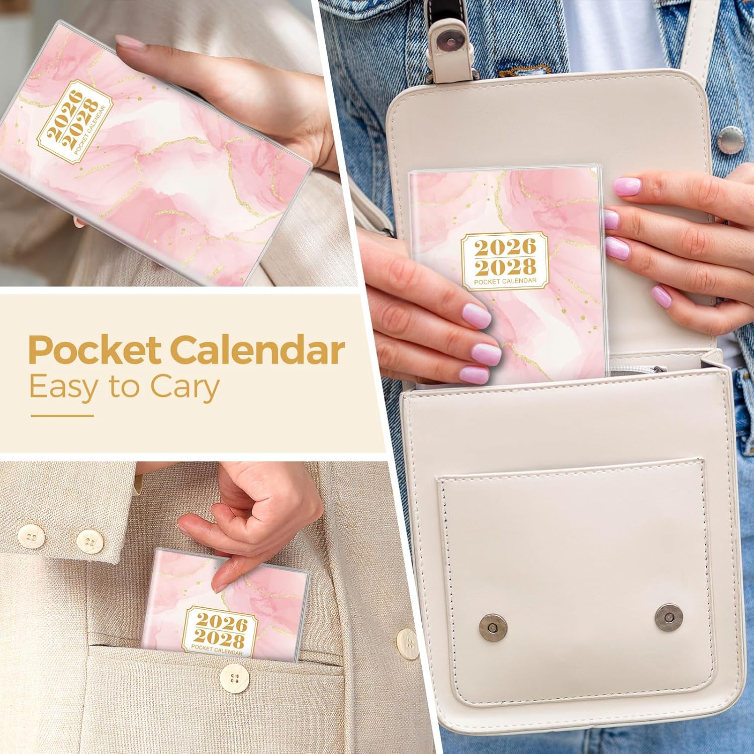 SKYDUE Pocket Calendar 2026-2027, Pocket Monthly Planner Jan 2026 - Dec 2027 for Purse, 6.7" X 3.7" 24-Month Small Planner, Academic Year Calendar, Compact Design with Plastic Sleeve