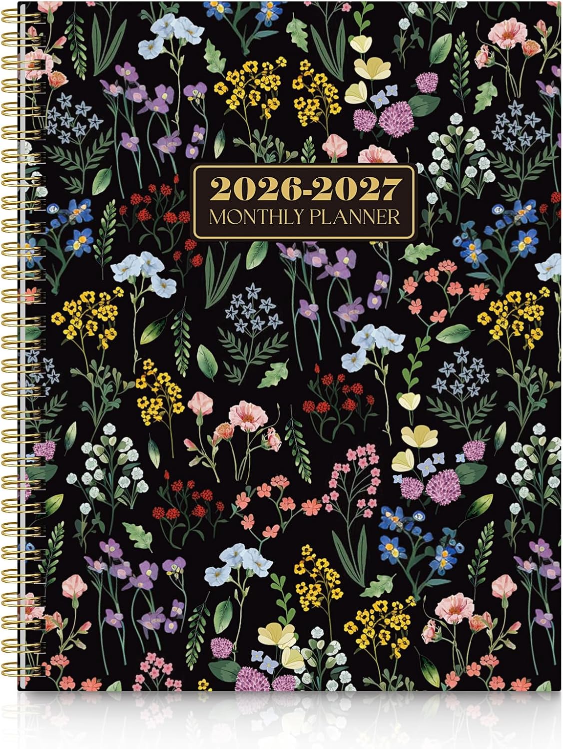 SKYDUE Monthly Planner 2026-2027, 24 Months Calendar Planner 2026-2027, 7.5" x 10" B5 Planner, Twin-wire Spiral Bound, Durable Waterproof Cover, Thick No-Bleed Paper, Floral
