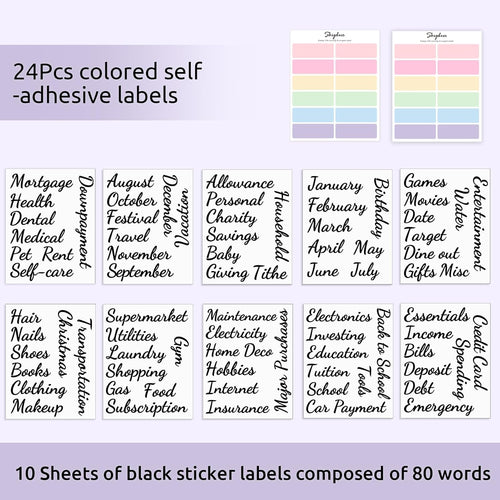 SKYDUE 104-Piece Budget Sticker Set - Cash Envelope Labels & Blank Budget Planner Stickers for Easy Money Management
