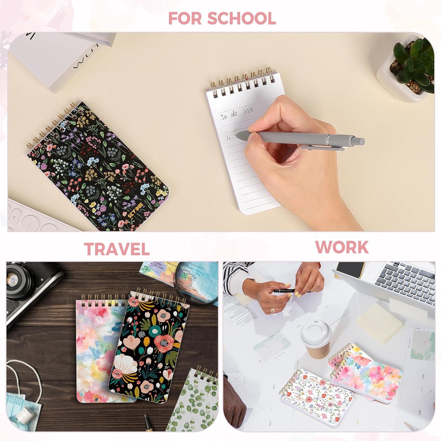 SKYDUE Small Notebooks, Cute 3x5 Pocket Notepads, Mini Spiral Notebook with Lined Pages Nursing School Essentials, School Office Supplies Set Of 8
