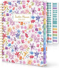 SKYDUE Teacher Planner 2026-2027 Academic Year, 8.5" x 11" Teacher Lesson Planner with Monthly Tabs & Stickers, Lesson Plan Book 26-27, Floral
