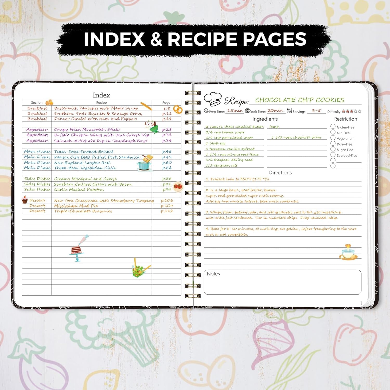 SKYDUE Blank Recipe Book to Write In Your Own Recipes, 8.5" x 11" Hardcover Recipe Journal with 140 Pages and Category Tabs