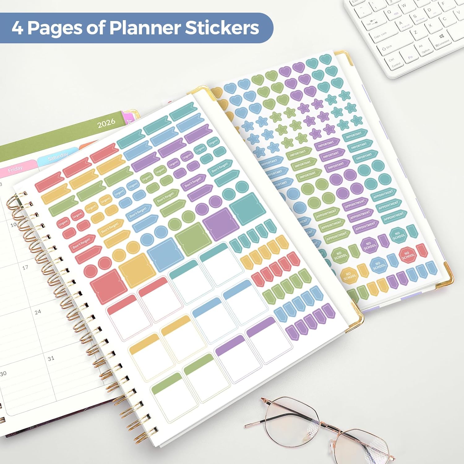 SKYDUE Teacher Planner 2026-2027 Academic Year, 8.5" x 11" Deluxe Teacher Lesson Planner with Monthly Tabs & Stickers, Lesson Plan Book 26-27, Grid