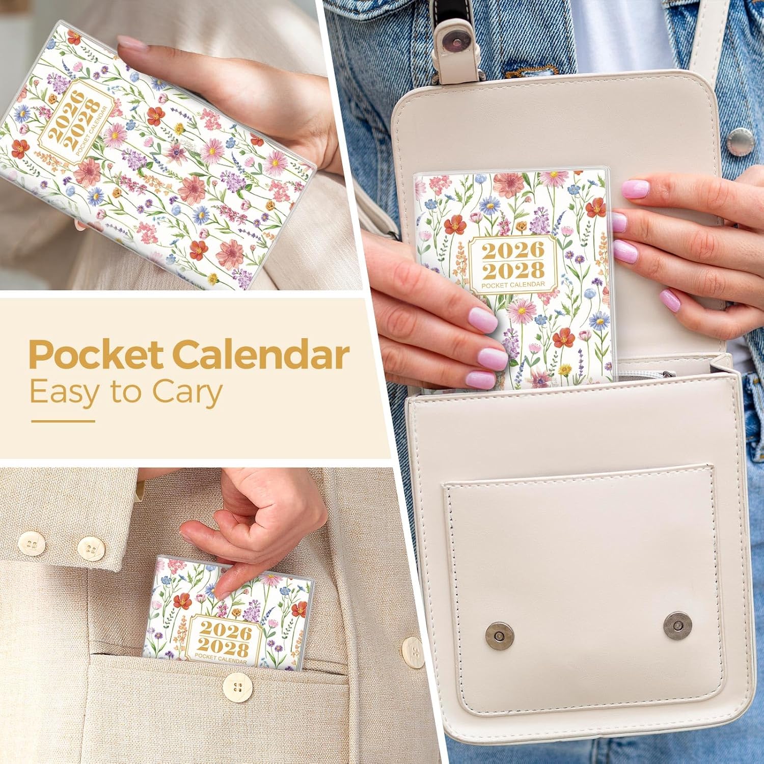 SKYDUE Pocket Calendar 2026-2027, Pocket Monthly Planner Jan 2026 - Dec 2027 for Purse, 6.7" X 3.7" 24-Month Small Planner, Academic Year Calendar, Compact Design with Plastic Sleeve