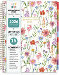 SKYDUE Appointment Book 2026-2027, Academic Hourly Planner from July 2026 - June 2027, 8.5" x 11" Weekly & Monthly Schedule Planner with 15-Minute Interval- Perfect for Daily Planning White Flower