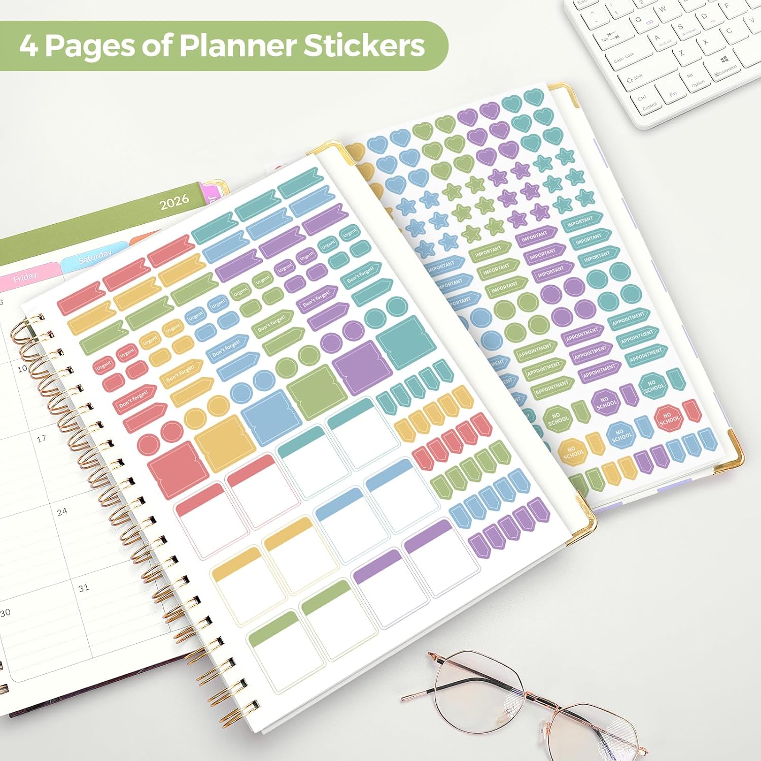 SKYDUE Teacher Planner 2026-2027 Academic Year, 8.5" x 11" Deluxe Teacher Lesson Planner with Monthly Tabs & Stickers, Lesson Plan Book 26-27, Grid
