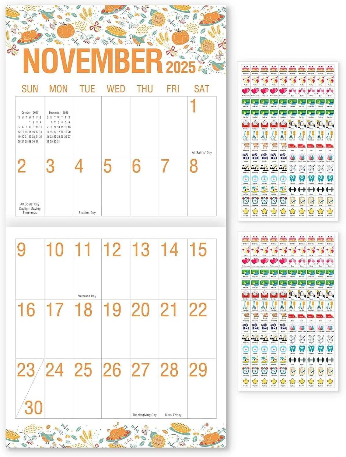 SKYDUE Calendar 2026, Large Print Monthly Wall Calendar, Nov 2025 - Dec 2026 14-Month Big Grid Wall Calendar for Home Office 12" x 24"(Open)