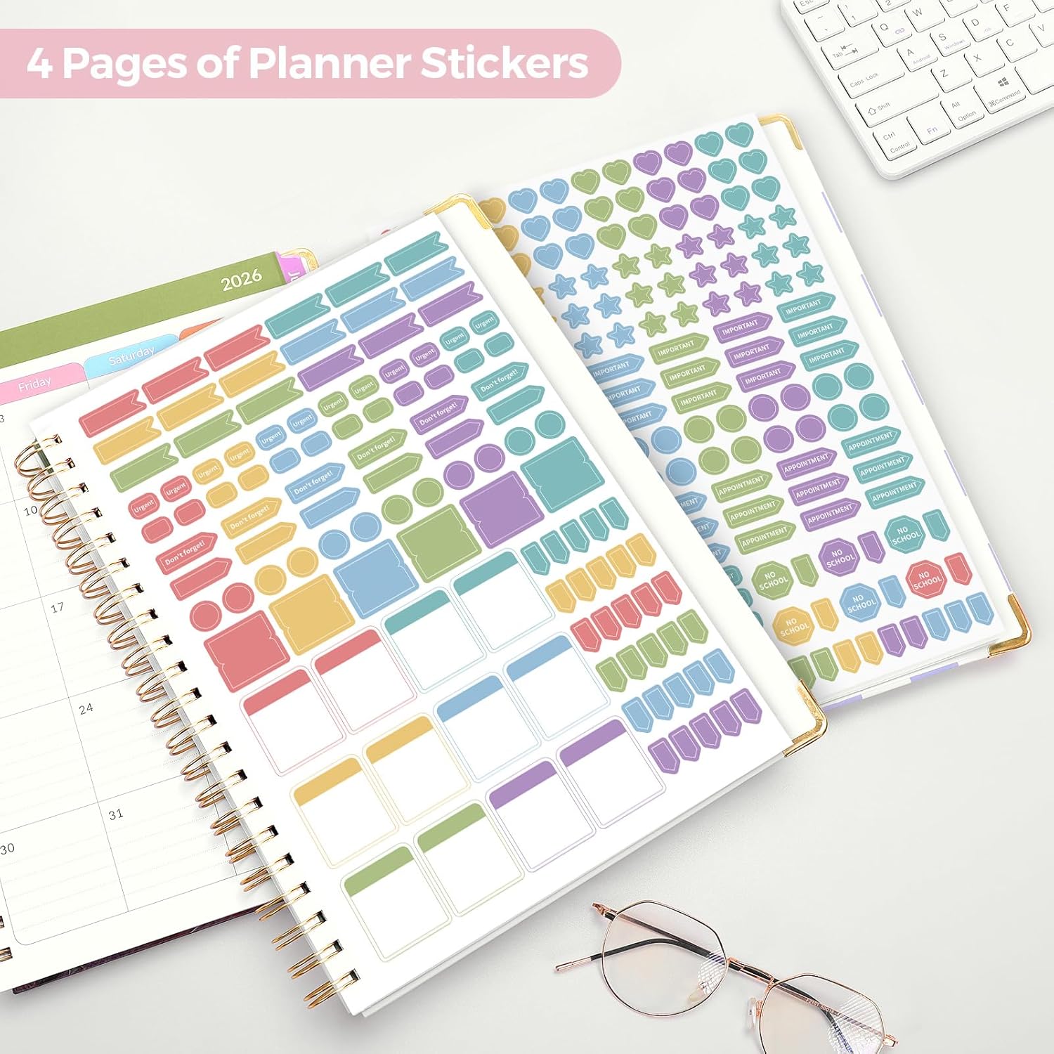 SKYDUE Teacher Planner 2026-2027 Academic Year, 8.5" x 11" Deluxe Teacher Lesson Planner with Monthly Tabs & Stickers, Lesson Plan Book 26-27, Grid