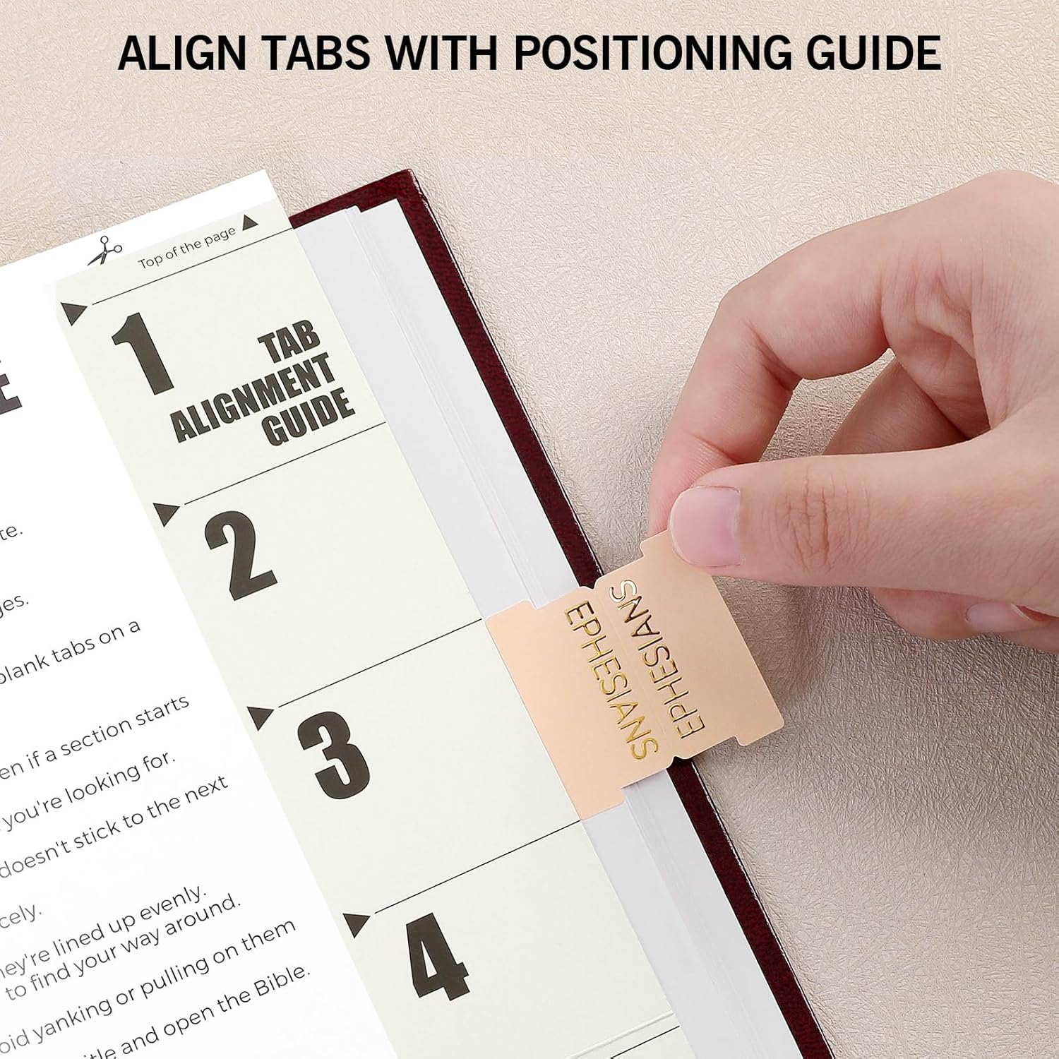 Laminated Bible Tabs for Women, 100 Tabs, Bible Book Tabs for Study Bible, Large Print Bible Chapter Tabs(Gold Foil Embossed Lettering), Bible Study Supplies, Cream Bible Labels Tabs