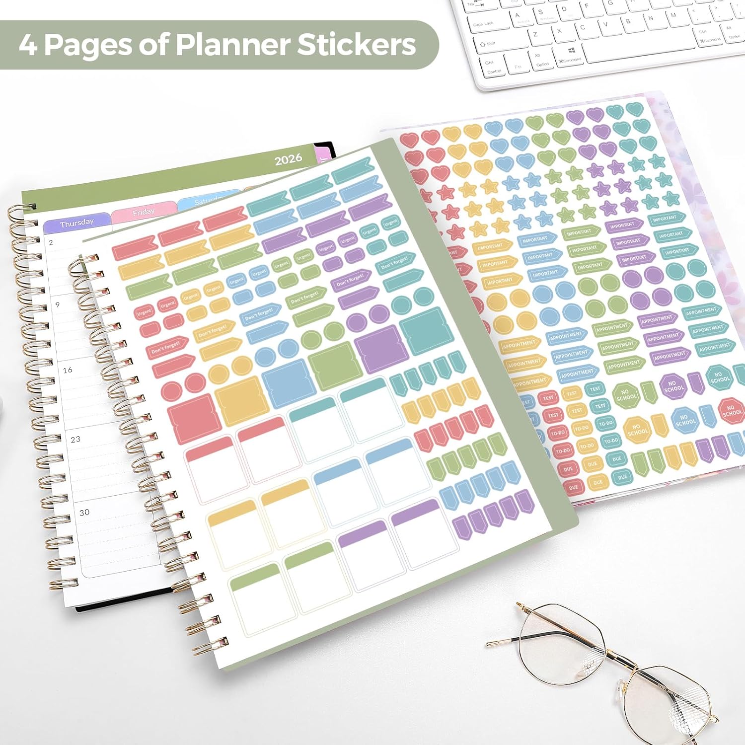 SKYDUE Teacher Planner 2026-2027 Academic Year, 8.5" x 11" Teacher Lesson Planner with Monthly Tabs & Stickers, Lesson Plan Book 26-27, Floral