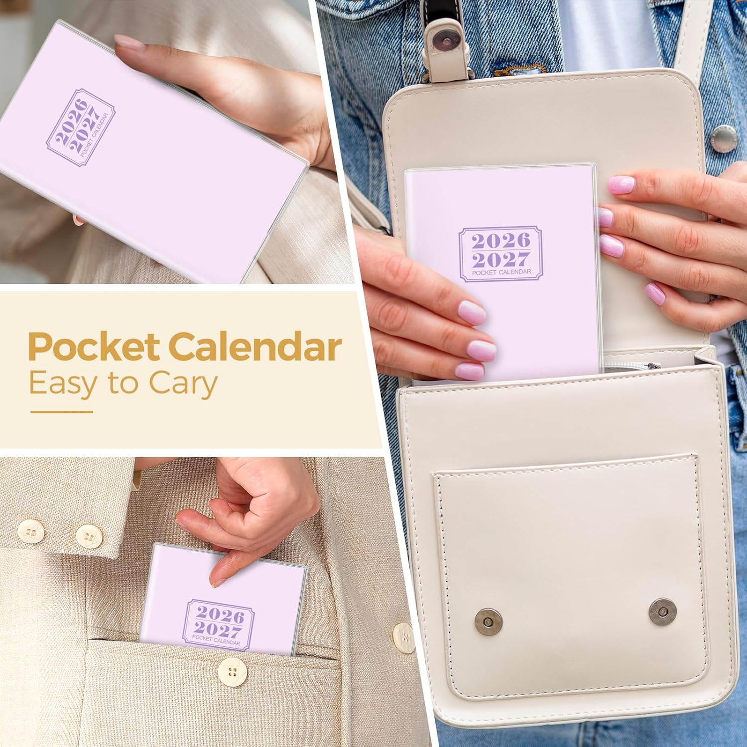 SKYDUE Pocket Calendar 2026-2027, Monthly Planner Jan 2026- Dec 2027 for Purse, 6.7" x 3.7" 2 Year Small Pocket Planner, Compact Design with Plastic Sleeve Blue