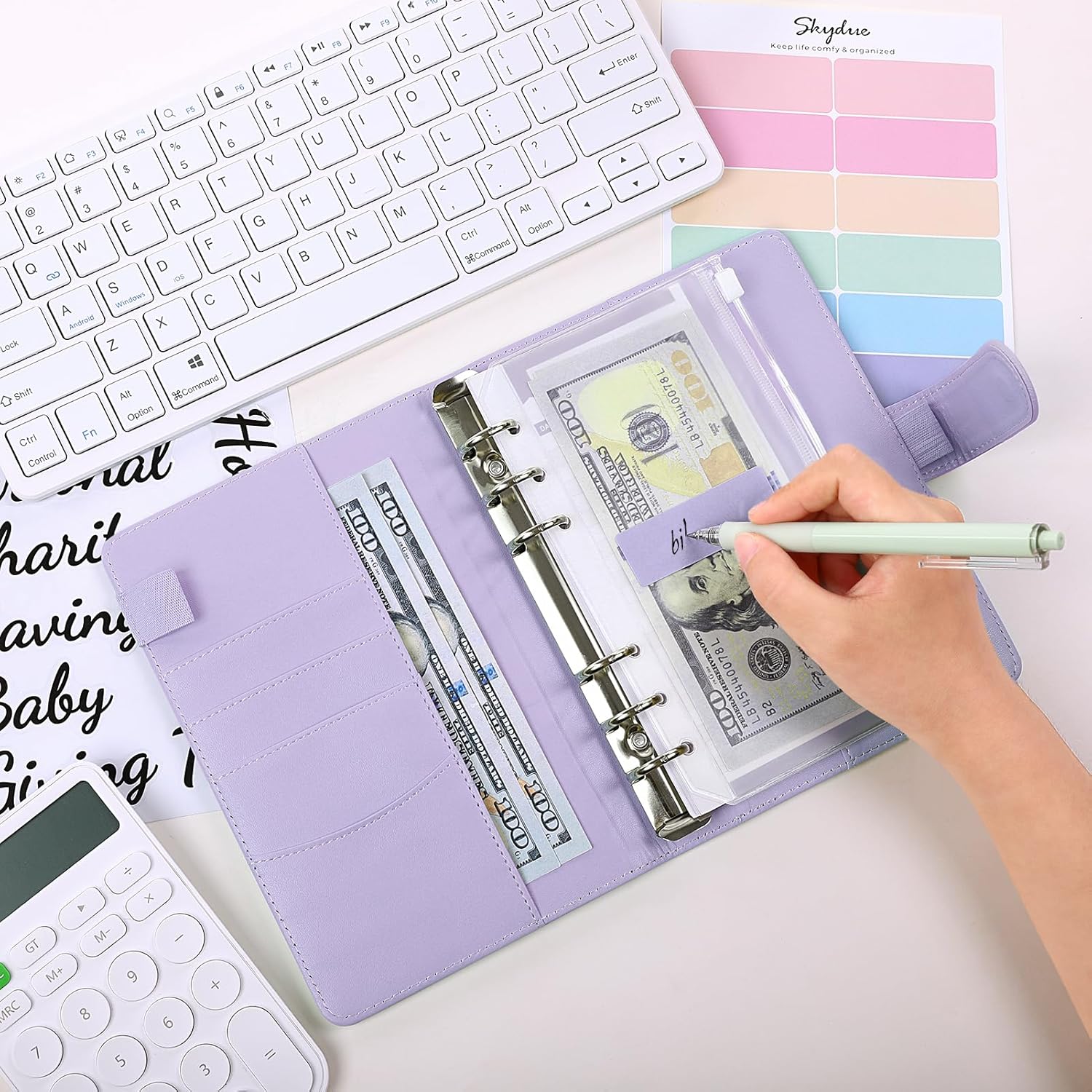 SKYDUE 104-Piece Budget Sticker Set - Cash Envelope Labels & Blank Budget Planner Stickers for Easy Money Management