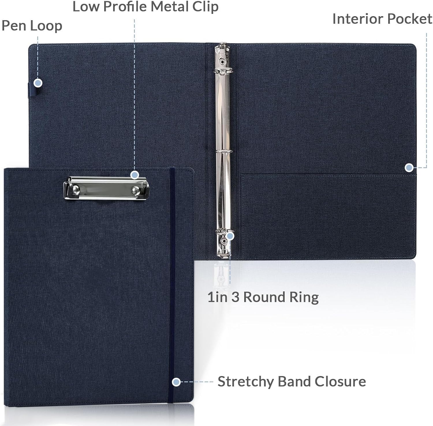 SKYDUE Clipboard Binder with Dividers,1 Inch Linen 3 Ring Binder with Clipboard on Front for Organizer, Clipboard Folder with Pocket, Labels Office Supplies OliveGreen