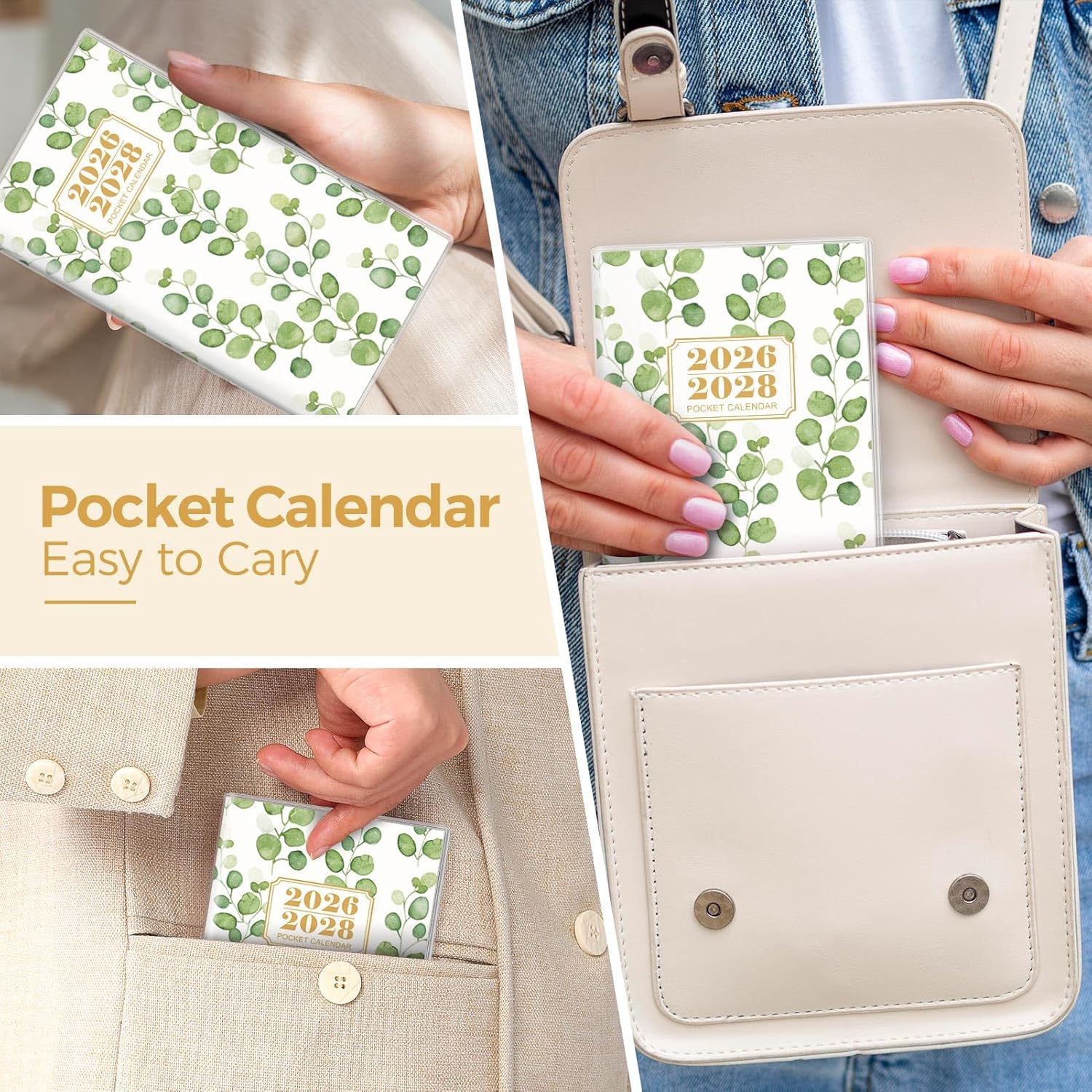 SKYDUE Pocket Calendar 2026-2027, Pocket Monthly Planner Jan 2026 - Dec 2027 for Purse, 6.7" X 3.7" 24-Month Small Planner, Academic Year Calendar, Compact Design with Plastic Sleeve
