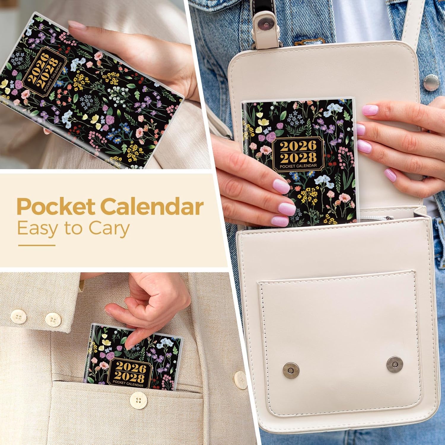 SKYDUE Pocket Calendar 2026-2027, Pocket Monthly Planner Jan 2026 - Dec 2027 for Purse, 6.7" X 3.7" 24-Month Small Planner, Academic Year Calendar, Compact Design with Plastic Sleeve