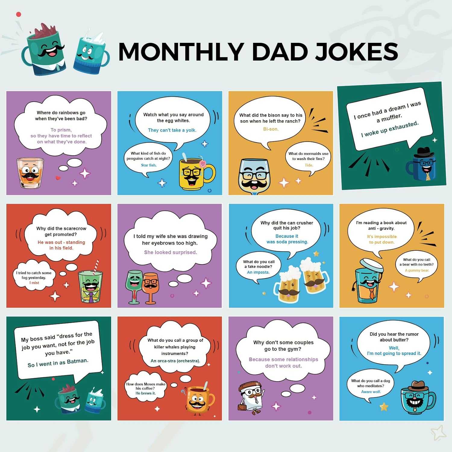2025-2026 Dad Joke Calendar – 10" x 5" Funny Monthly Calendar with Classic Dad Jokes – Starts October 2025 to December 2026 – Gift Idea for Dad, Birthday, Christmas, or Just Because