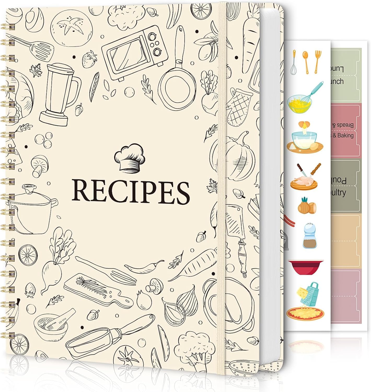 SKYDUE Blank Recipe Book to Write In Your Own Recipes, 8.5" x 11" Hardcover Recipe Journal with 140 Pages and Category Tabs