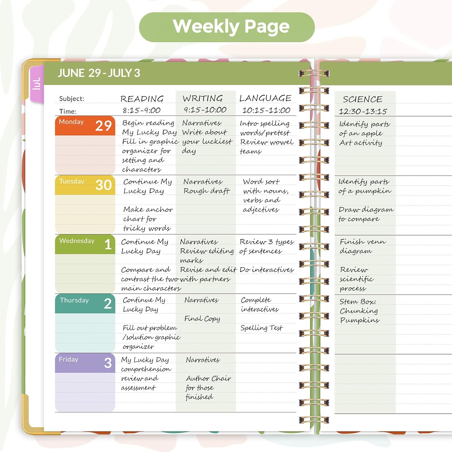 SKYDUE Teacher Planner 2026-2027 Academic Year, 8.5" x 11" Deluxe Teacher Lesson Planner with Monthly Tabs & Stickers, Lesson Plan Book 26-27, Grid