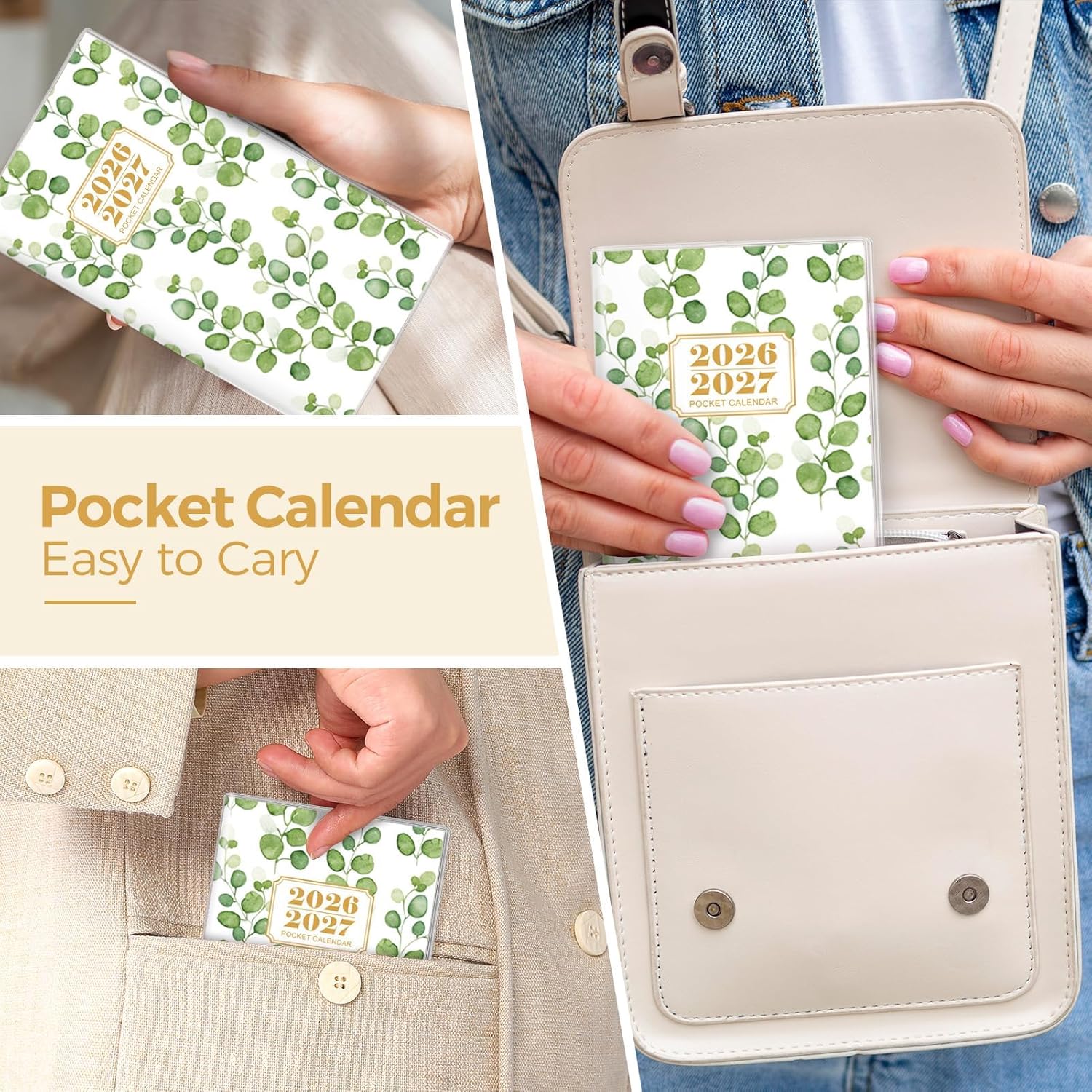 SKYDUE Pocket Calendar 2026-2027, Pocket Monthly Planner Jan 2026 - Dec 2027 for Purse, 6.7" X 3.7" 24-Month Small Planner, Academic Year Calendar, Compact Design with Plastic Sleeve