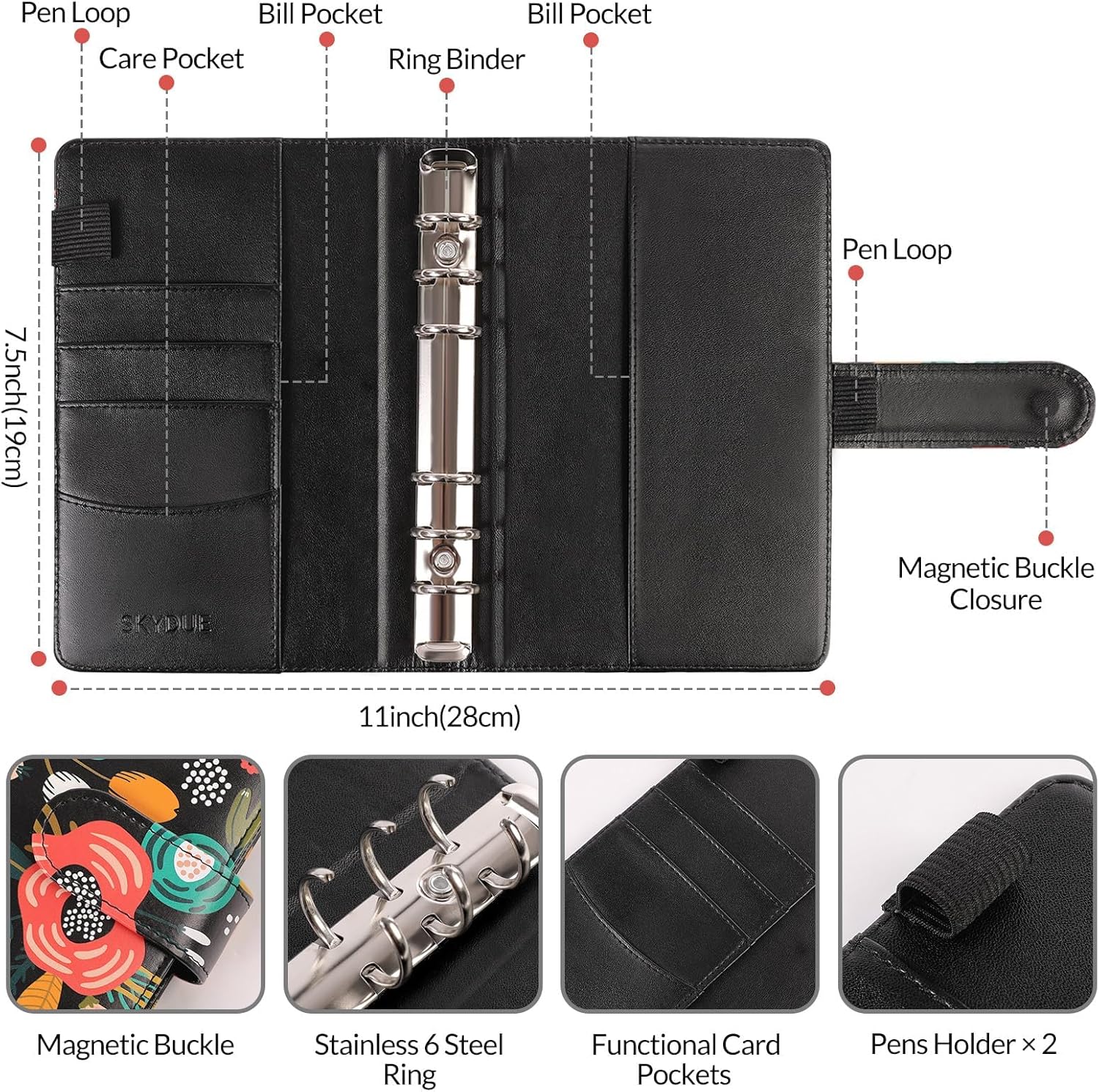 SKYDUE Budget Binder, Money Saving Binder with Zipper Envelopes, Cash Envelopes and Expense Budget Sheets for Budgeting